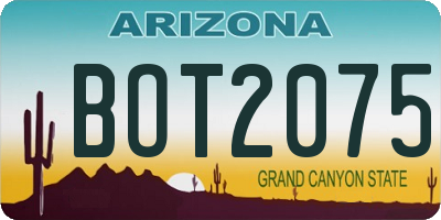 AZ license plate BOT2075