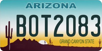 AZ license plate BOT2083