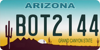 AZ license plate BOT2144
