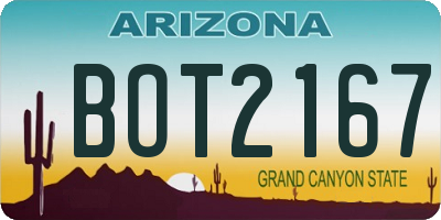 AZ license plate BOT2167