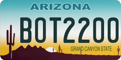 AZ license plate BOT2200