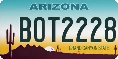 AZ license plate BOT2228