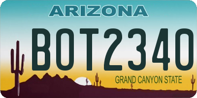 AZ license plate BOT2340