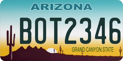 AZ license plate BOT2346