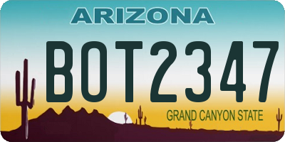 AZ license plate BOT2347