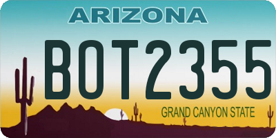 AZ license plate BOT2355