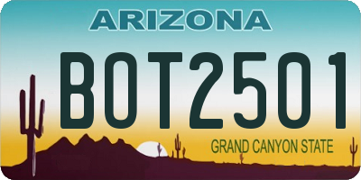 AZ license plate BOT2501