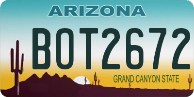 AZ license plate BOT2672