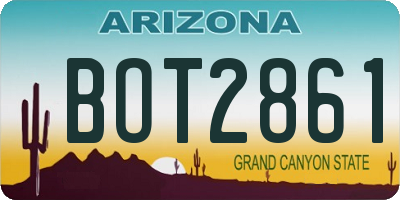 AZ license plate BOT2861