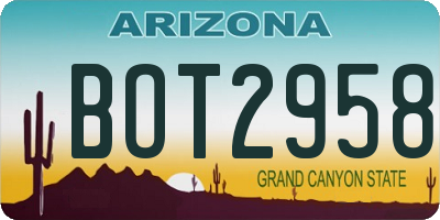 AZ license plate BOT2958