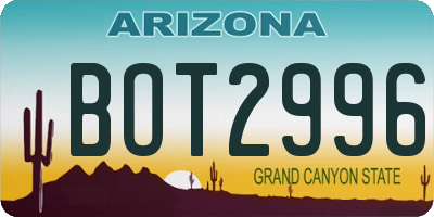 AZ license plate BOT2996