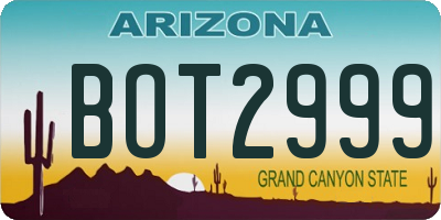 AZ license plate BOT2999