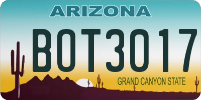 AZ license plate BOT3017