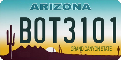 AZ license plate BOT3101