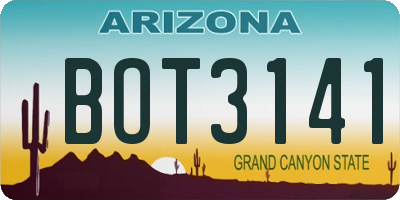 AZ license plate BOT3141