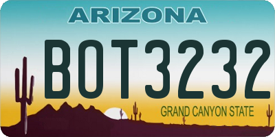 AZ license plate BOT3232