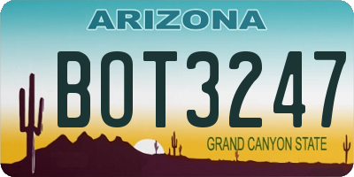 AZ license plate BOT3247