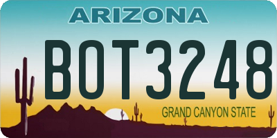 AZ license plate BOT3248