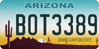 AZ license plate BOT3389