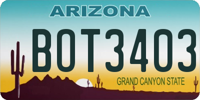 AZ license plate BOT3403