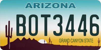 AZ license plate BOT3446