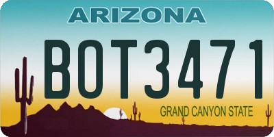 AZ license plate BOT3471