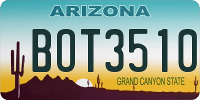 AZ license plate BOT3510