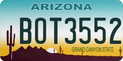 AZ license plate BOT3552
