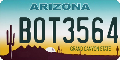 AZ license plate BOT3564