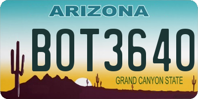 AZ license plate BOT3640