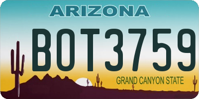 AZ license plate BOT3759