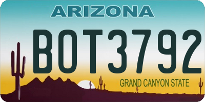 AZ license plate BOT3792