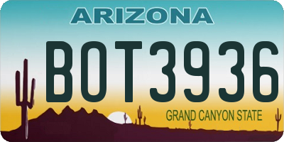 AZ license plate BOT3936