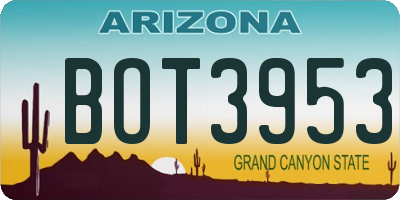 AZ license plate BOT3953