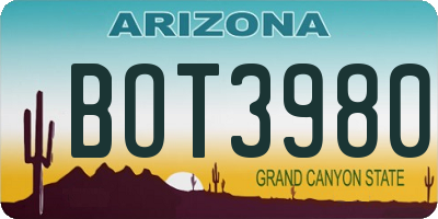 AZ license plate BOT3980