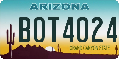 AZ license plate BOT4024