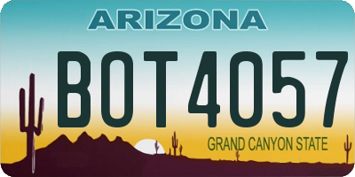 AZ license plate BOT4057