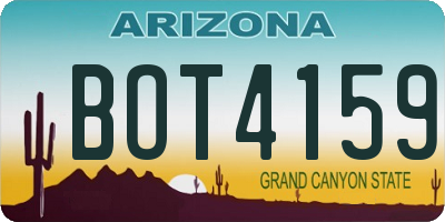 AZ license plate BOT4159