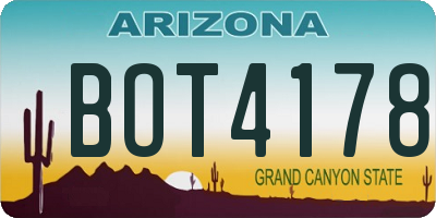 AZ license plate BOT4178