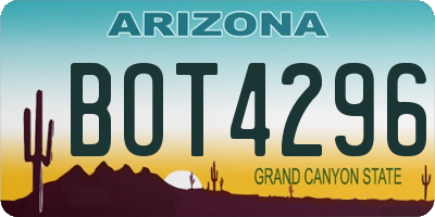 AZ license plate BOT4296