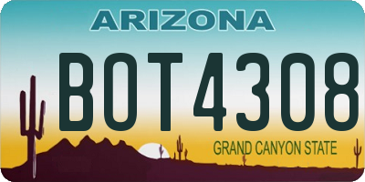 AZ license plate BOT4308