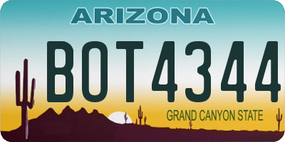 AZ license plate BOT4344