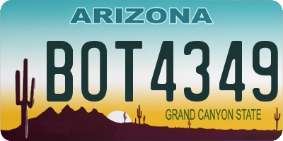 AZ license plate BOT4349