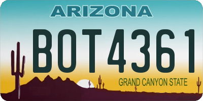 AZ license plate BOT4361