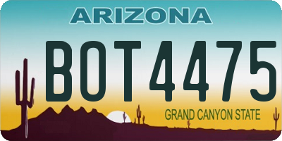 AZ license plate BOT4475