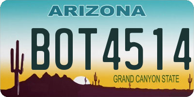 AZ license plate BOT4514