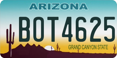 AZ license plate BOT4625