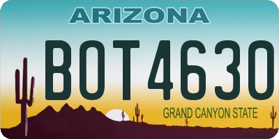 AZ license plate BOT4630