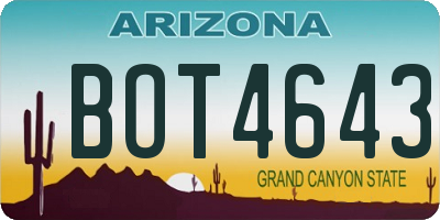 AZ license plate BOT4643