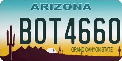 AZ license plate BOT4660